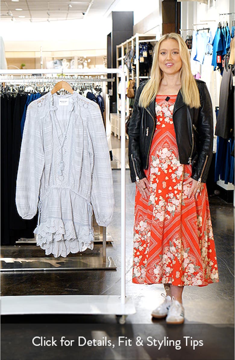 Preya Eyelet Detail Long Sleeve Tiered Cotton Minidress, sales video thumbnail