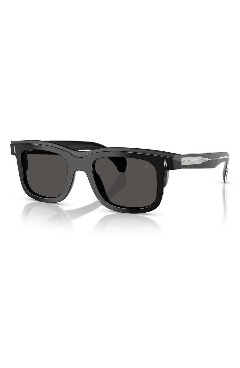 Moncler Claro 51mm Polarized Square Sunglasses, Alternate, color, Shiny Black
