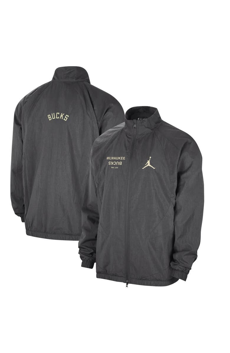 Jordan Brand Men's Jordan Brand Gray Milwaukee Bucks Courtside Statement Edition Jumpman Jam Full-Zip Jacket, Main, color, Gray
