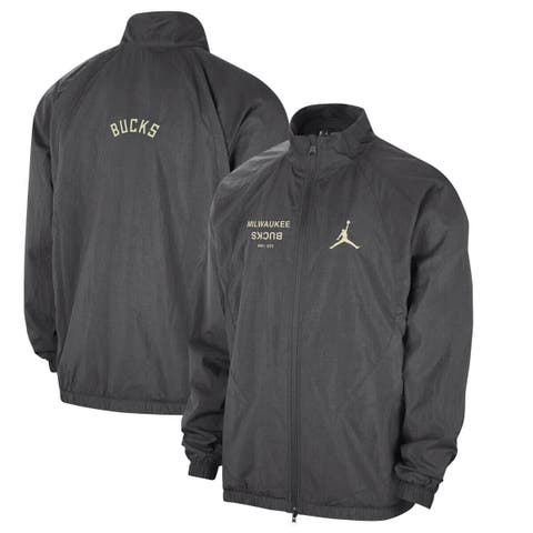 Men's Jordan Brand Gray Milwaukee Bucks Courtside Statement Edition Jumpman Jam Full-Zip Jacket
