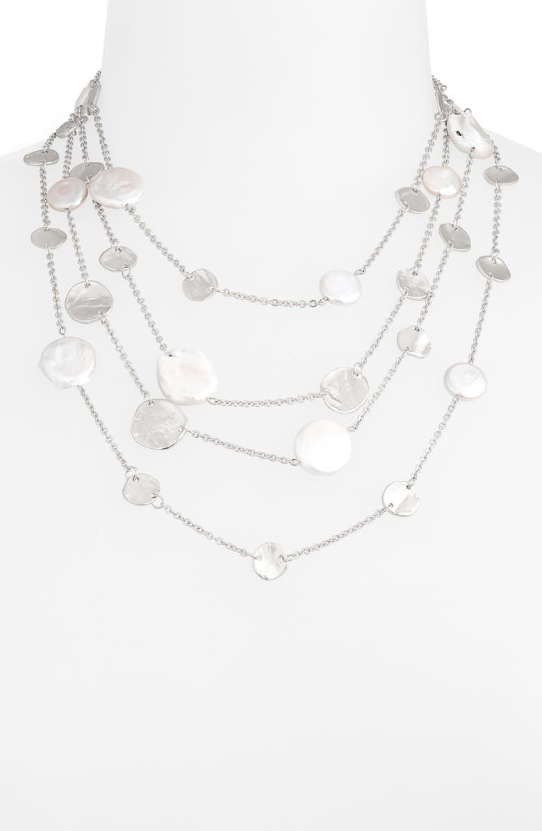 Karine Sultan Multilayer Necklace with Cultured Pearls, Alternate, color,
