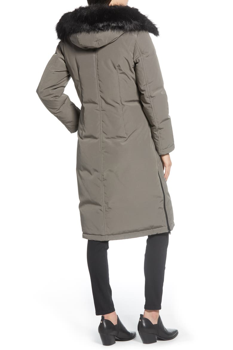Water Resistant Long Parka with Faux Fur Trim, Alternate, color, LIGHT GREY