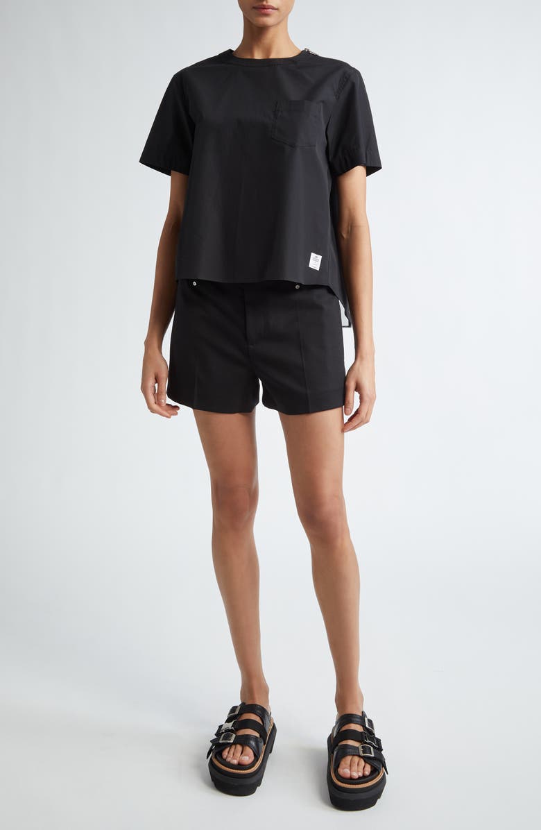 Sacai x Thomas Mason Stripe Mixed Media Top, Alternate, color, 