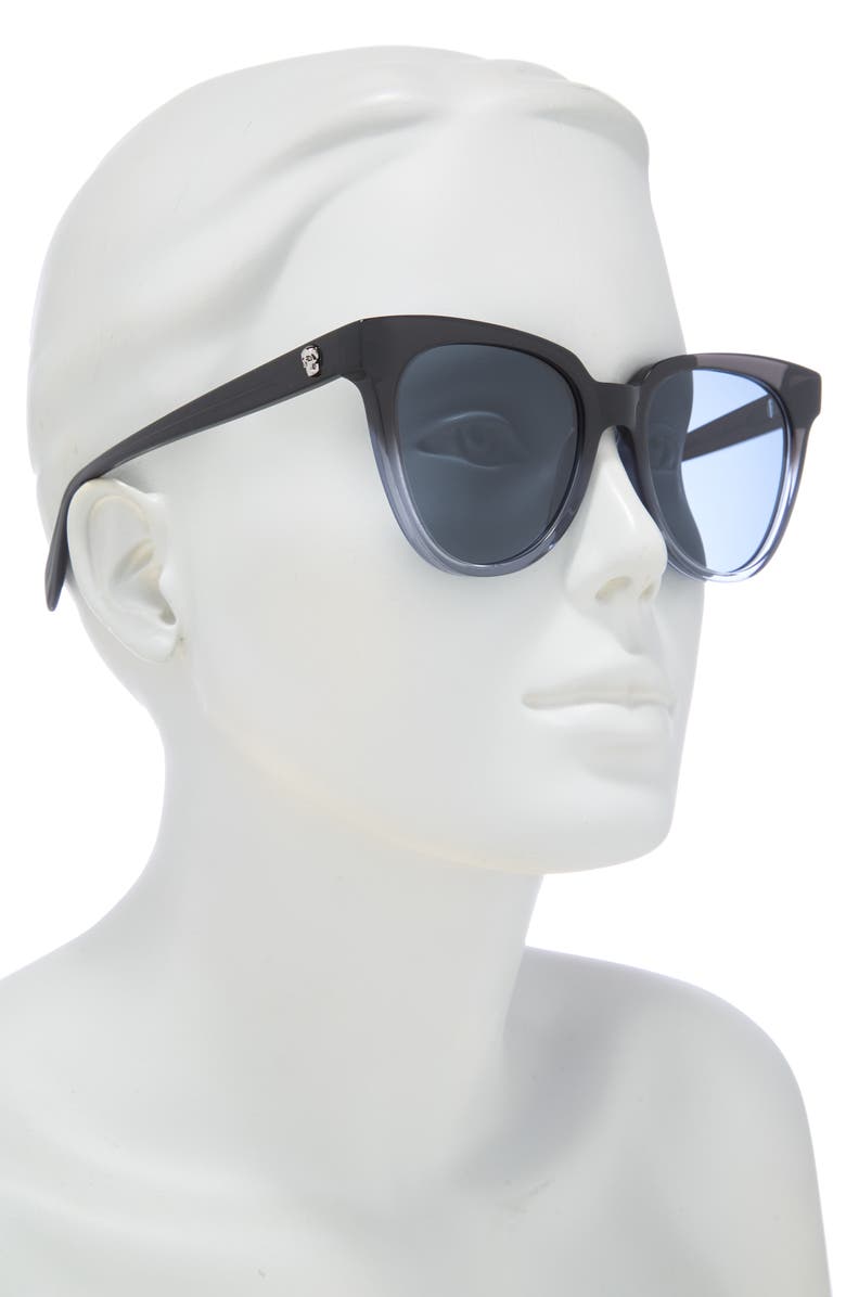 McQueen 53mm Cat Eye Sunglasses, Alternate, color, Grey Grey Blue
