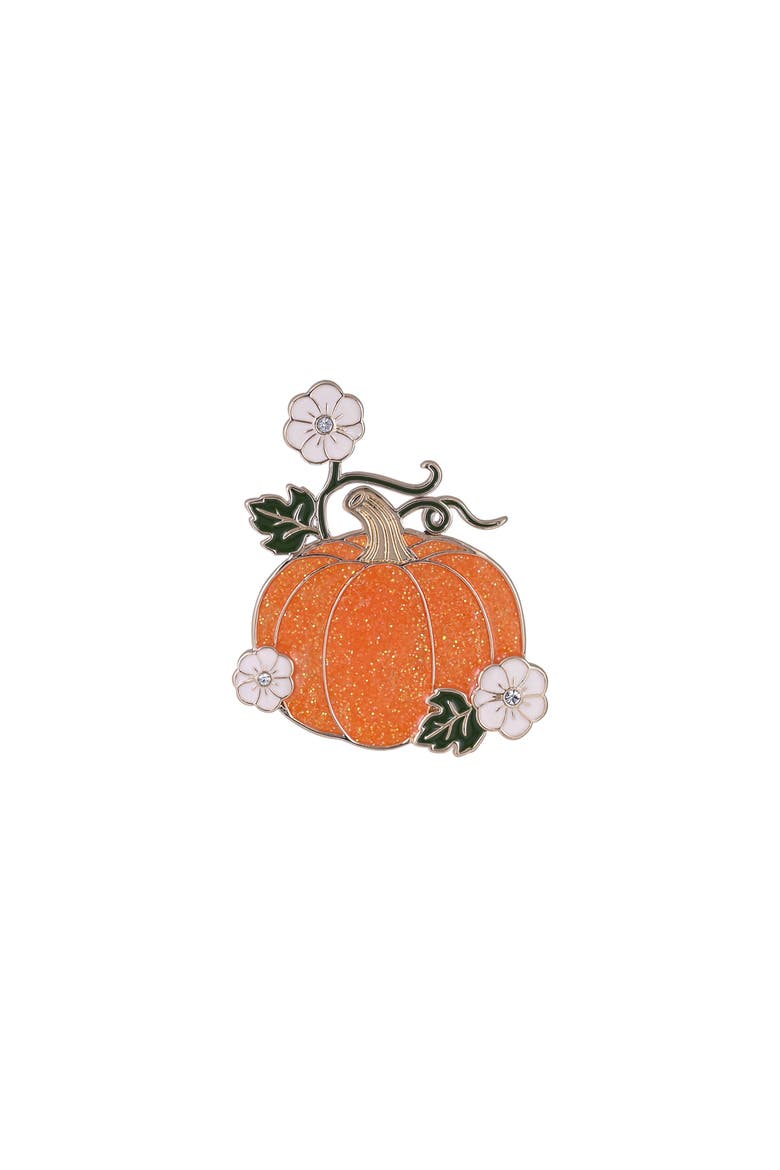 Glitter Enamel Pumpkin Pin, Main, color, Orange