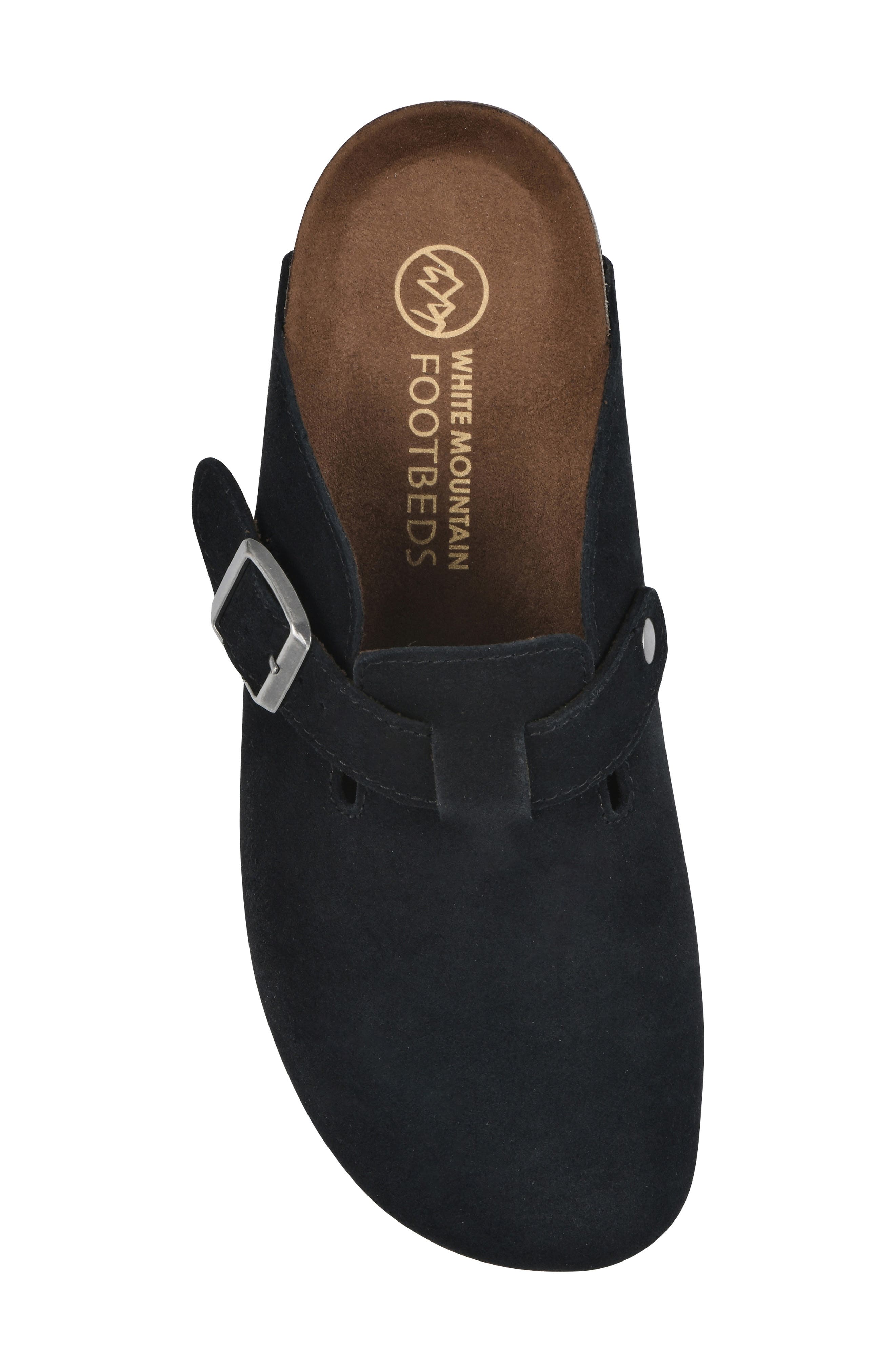 Bari Faux Shearling Footbed Suede Mule, Alternate, color, BLACK/ SUEDE