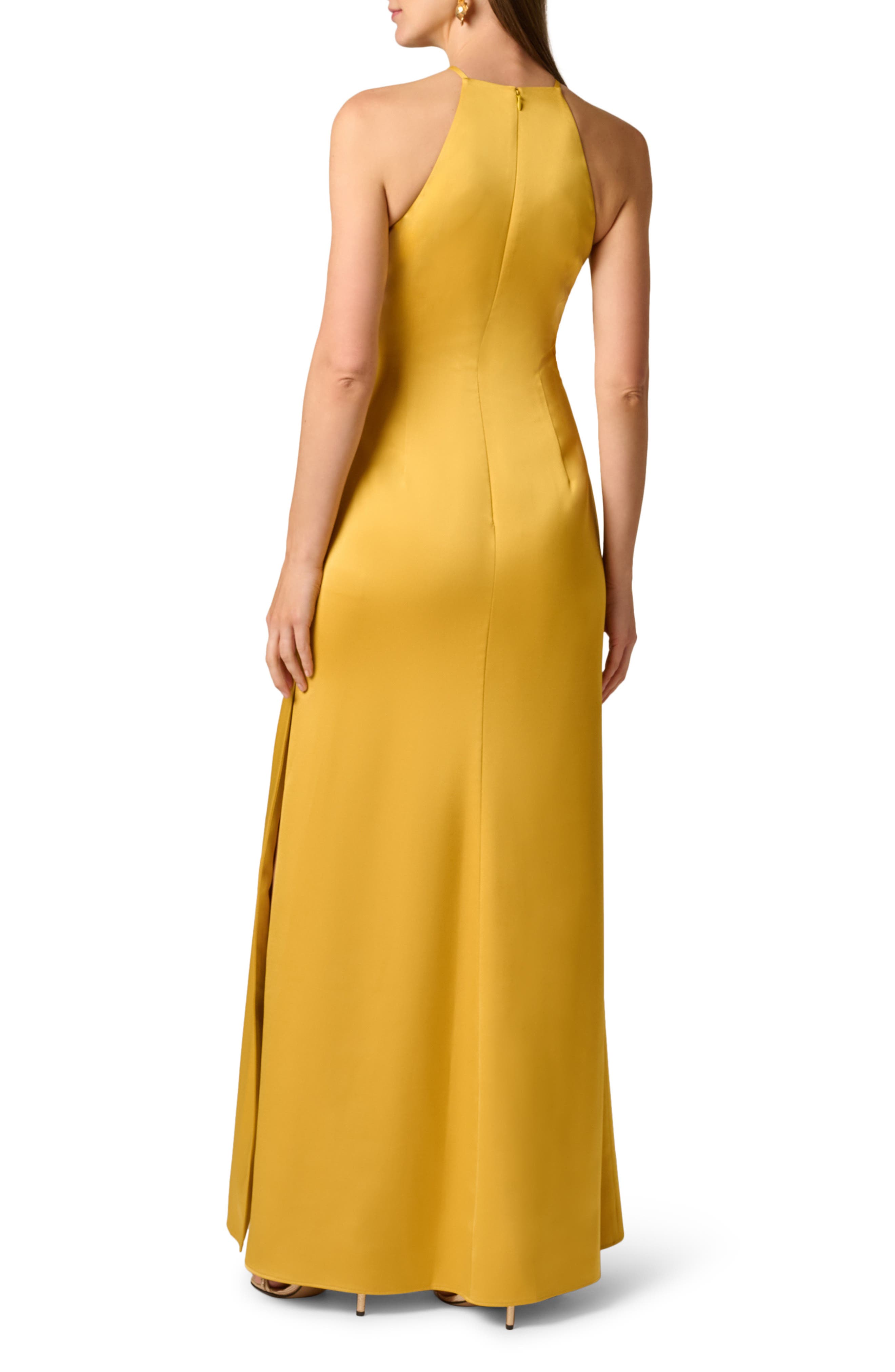 Pleated Crepe Back Satin Gown - image 2