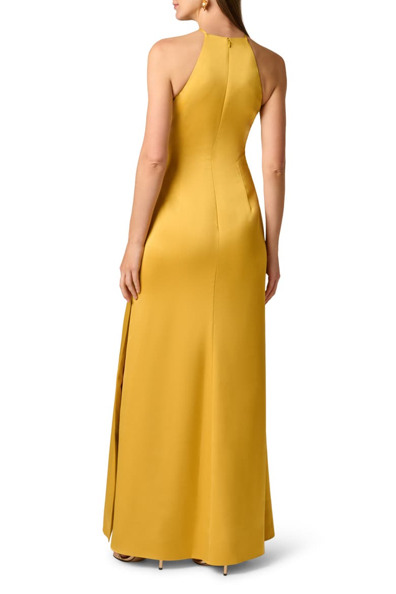 Pleated Crepe Back Satin Gown, Alternate, color, GOLDEN ROD