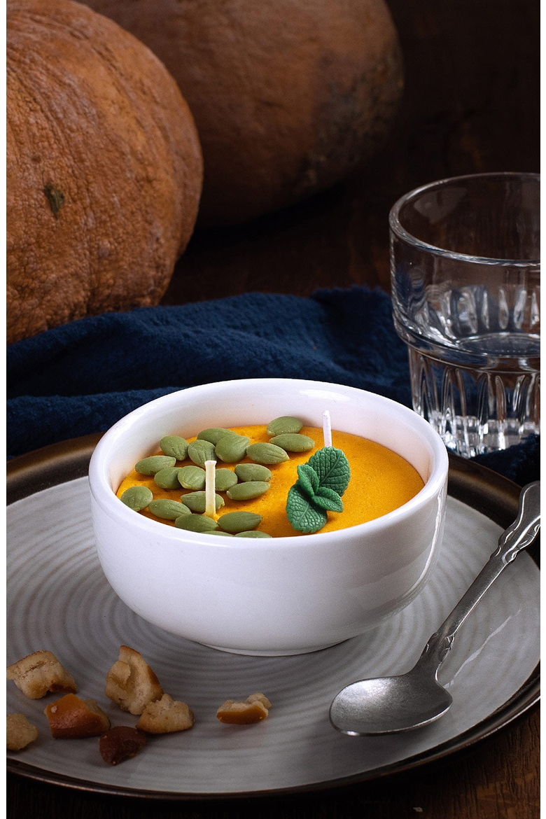 Pumpkin Soup Bowl Scented Candle, Alternate, color, Yellow / Orange