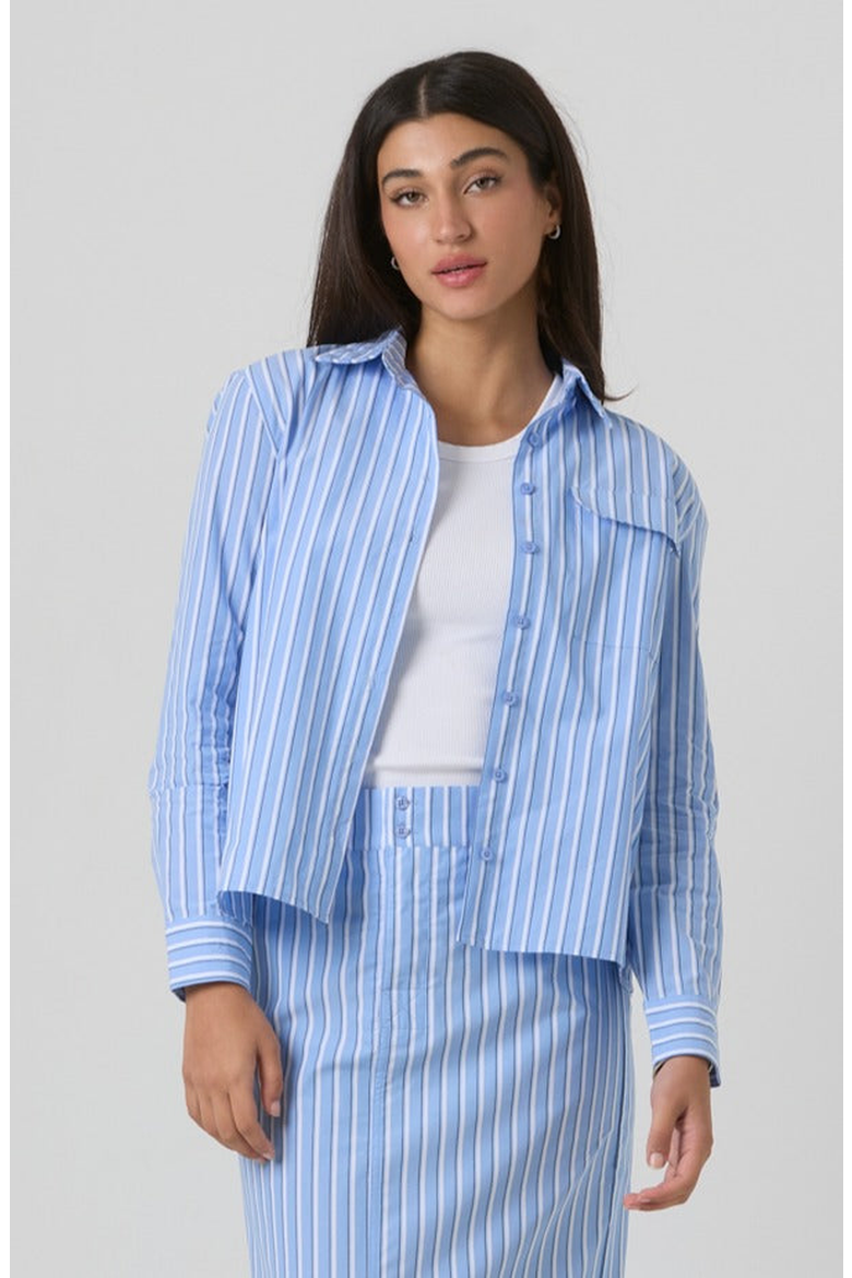 Amy Blouse, Main, color, Blue Pinstripe