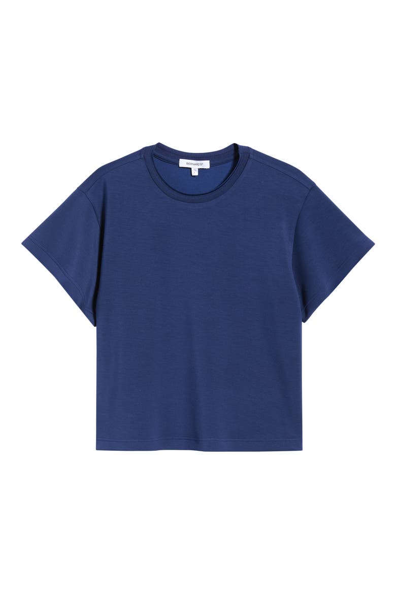 Rib Trim Crop T-Shirt, Alternate, color, MEDIEVAL BLUE