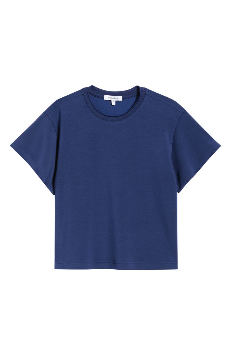 Bernardo Rib Trim Crop T-Shirt, Alternate, color, Medieval Blue