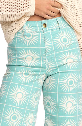 Free fall Print Wide Leg Twill Pants