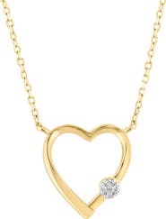 EFFY 14K Gold Plated Sterling Silver Pavé Diamond Heart Pendant Necklace