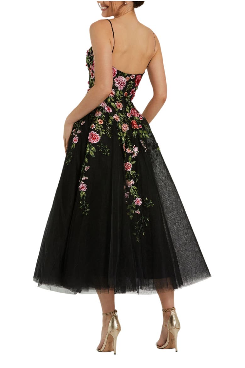 Bustier Embroidered Floral A-Line Dress, Alternate, color, Black Multi