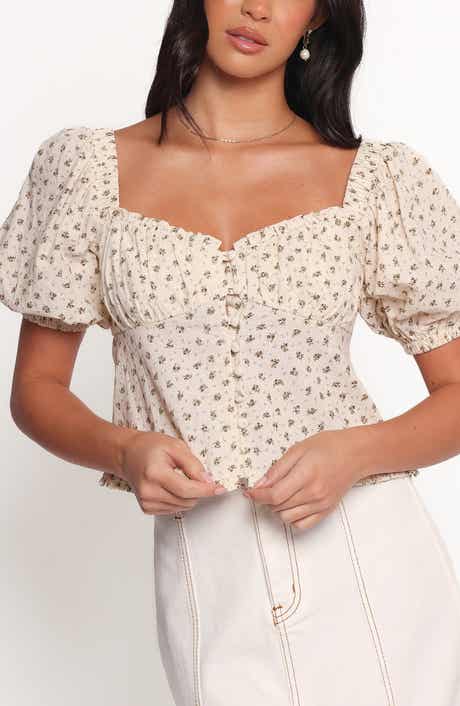 Petal & Pup Maud Floral Puff Sleeve Button Front Top