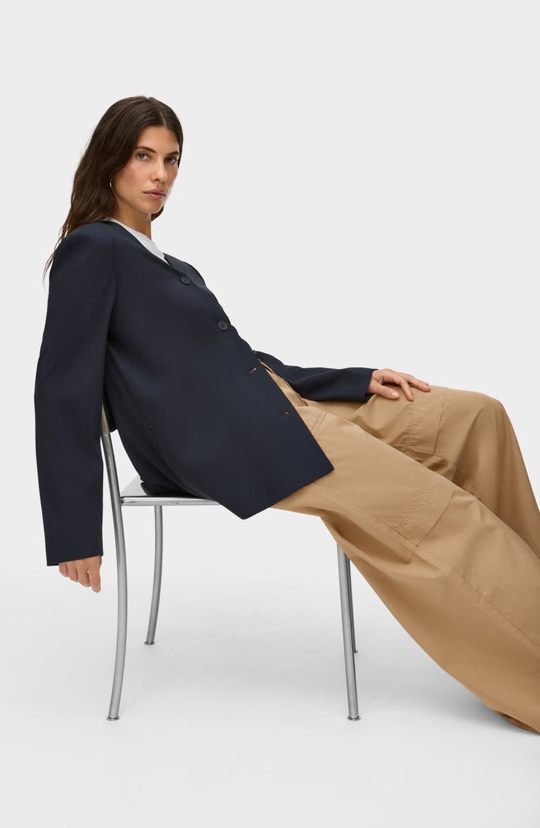 ALIGNE Rae Collarless Jacket, Alternate, color, Navy