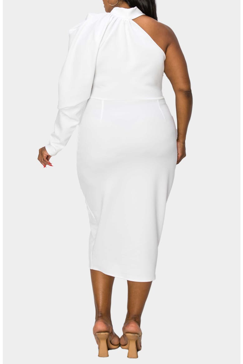 Gigi One-Shoulder Long Sleeve Midi Dress, Alternate, color, IVORY