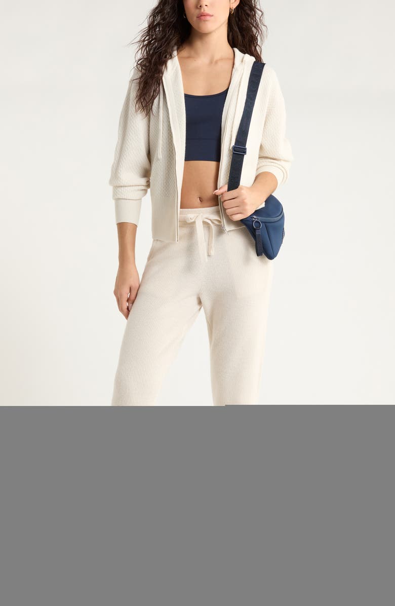 Zella Wool & Cashmere Zip Front Hoodie, Alternate, color, Ivory Egret Light