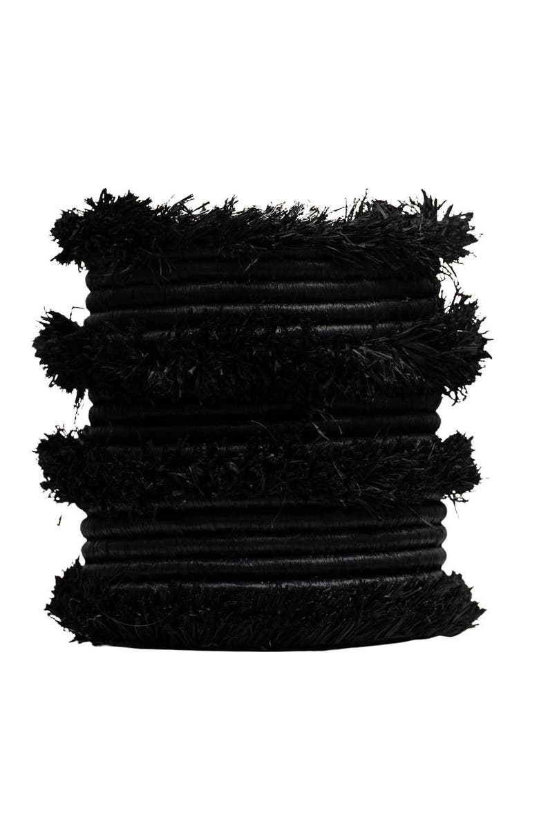 indego africa Raffia Fringe Vessel, Main, color, Black