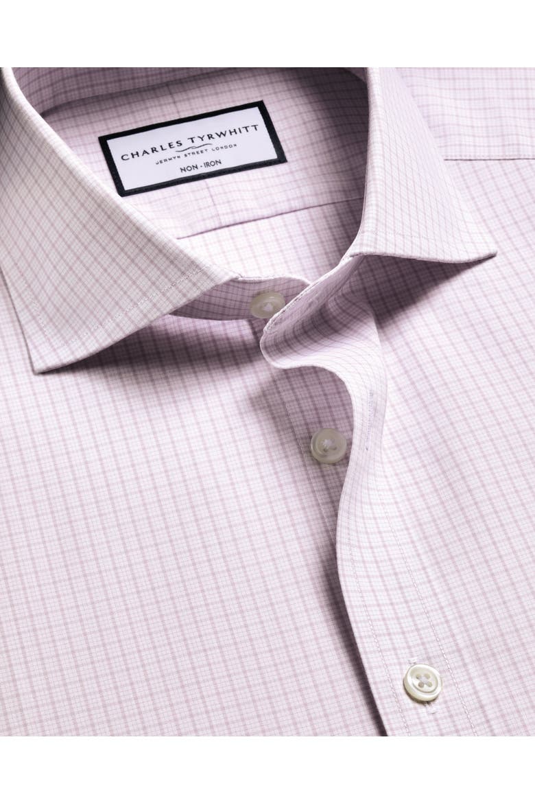 Non-Iron Stretch Poplin Check Shirt, Alternate, color, Lilac