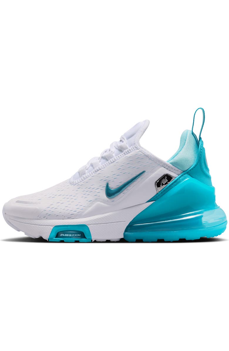 Nike Kids' Air Max 270 Premium Sneaker, Alternate, color, White/ Copa/ Teal Tint/ Blue