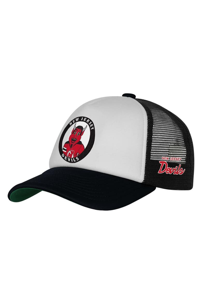 Youth Mitchell & Ness  White New Jersey Devils Mascot Adjustable Trucker Hat, Main, color, White