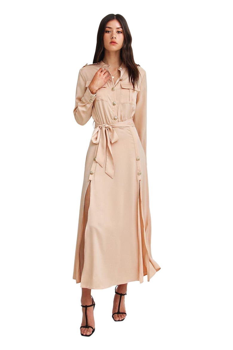 Lover To Lover Maxi Shirt Dress, Main, color, Champagne