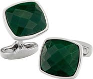 Link Up Square Green Faceted Stone Cufflinks