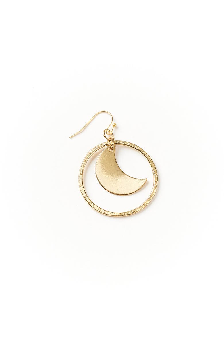 Matr Boomie Diya Crescent Moon Hoop Dangle Earrings, Alternate, color, Gold