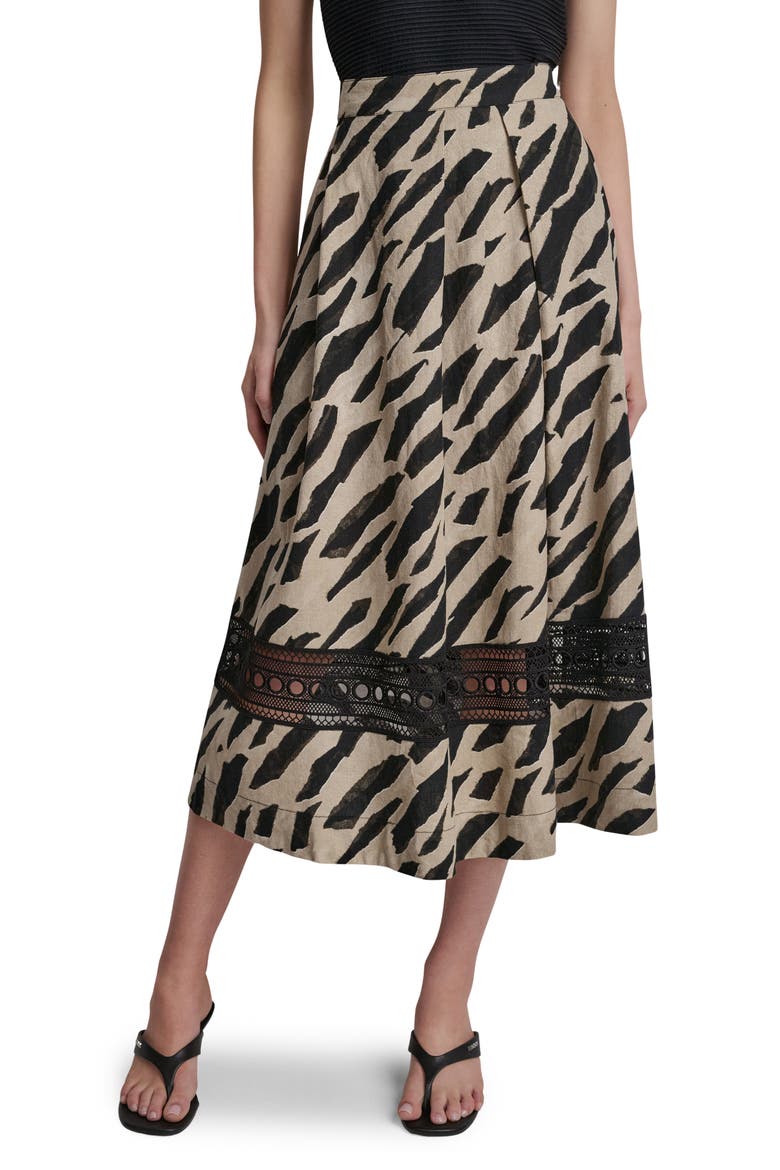 Animal Print Linen Blend Skirt, Main, color, GEO ANIMAL