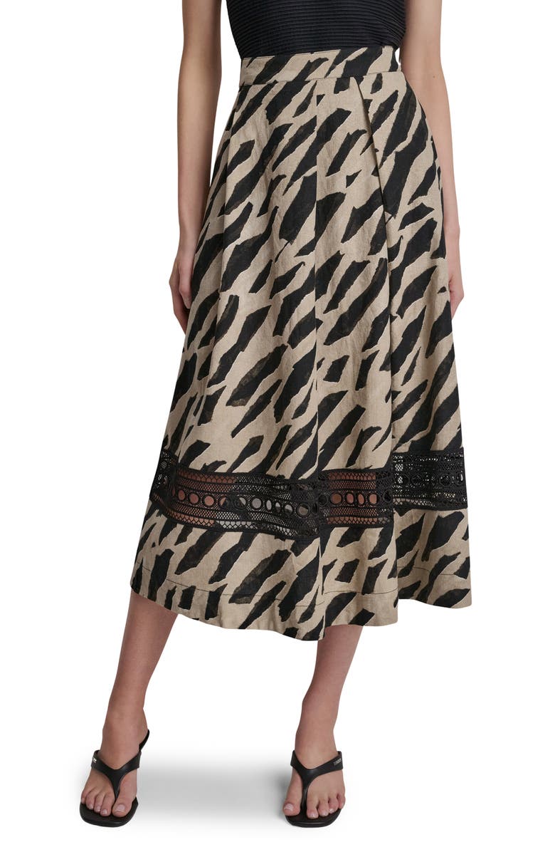 DKNY Animal Print Linen Blend Skirt, Main, color, Geo Animal