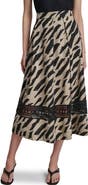 DKNY Animal Print Linen Blend Skirt