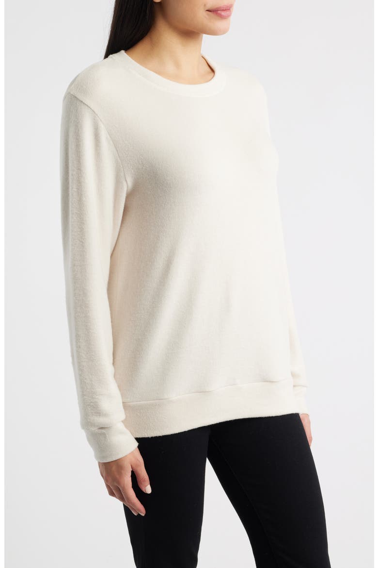 Brushed Jersey Crewneck Top, Alternate, color, CREAM