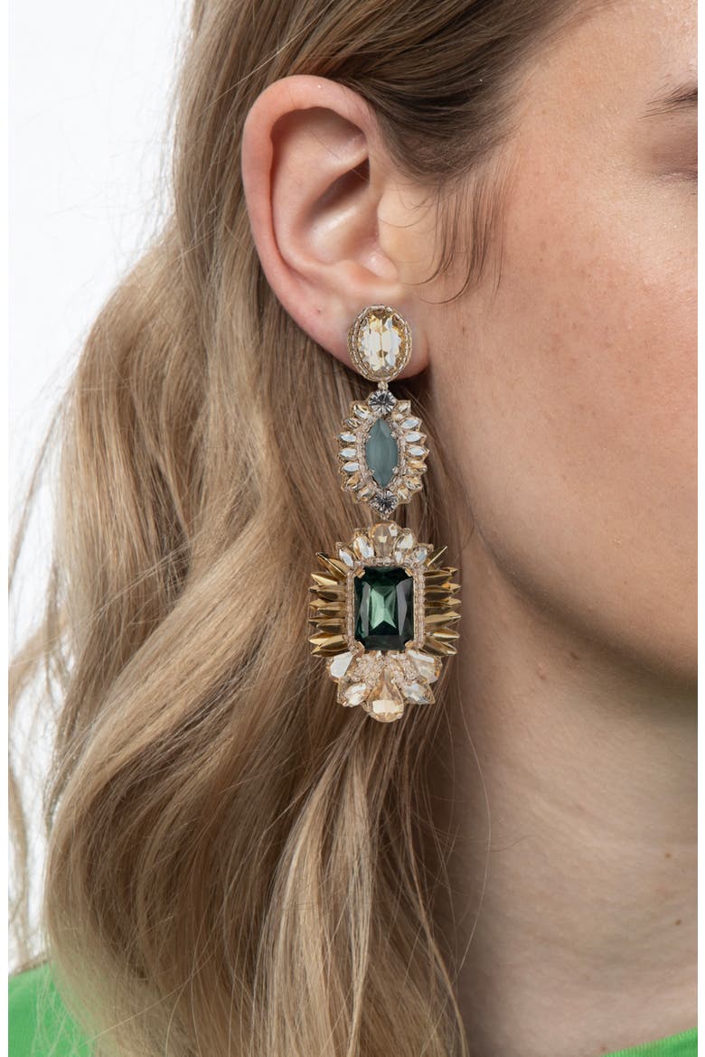 Klara Beaded Crystal Drop Earrings, Alternate, color, EMERALD