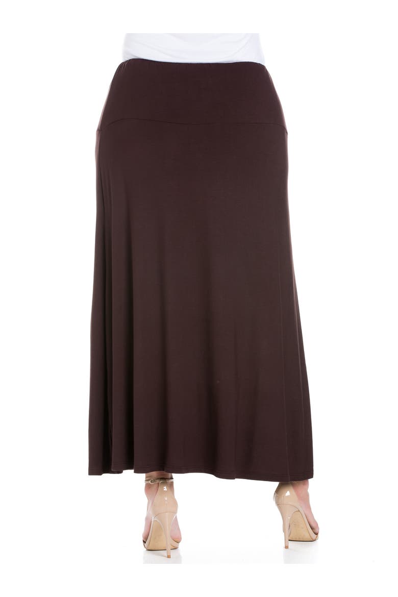 Plus Size Comfortable Fit Elastic Waist Maxi Skirt, Alternate, color, Brown