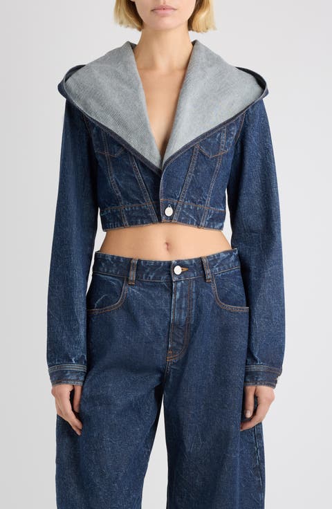 Hooded Crop Denim Jacket
