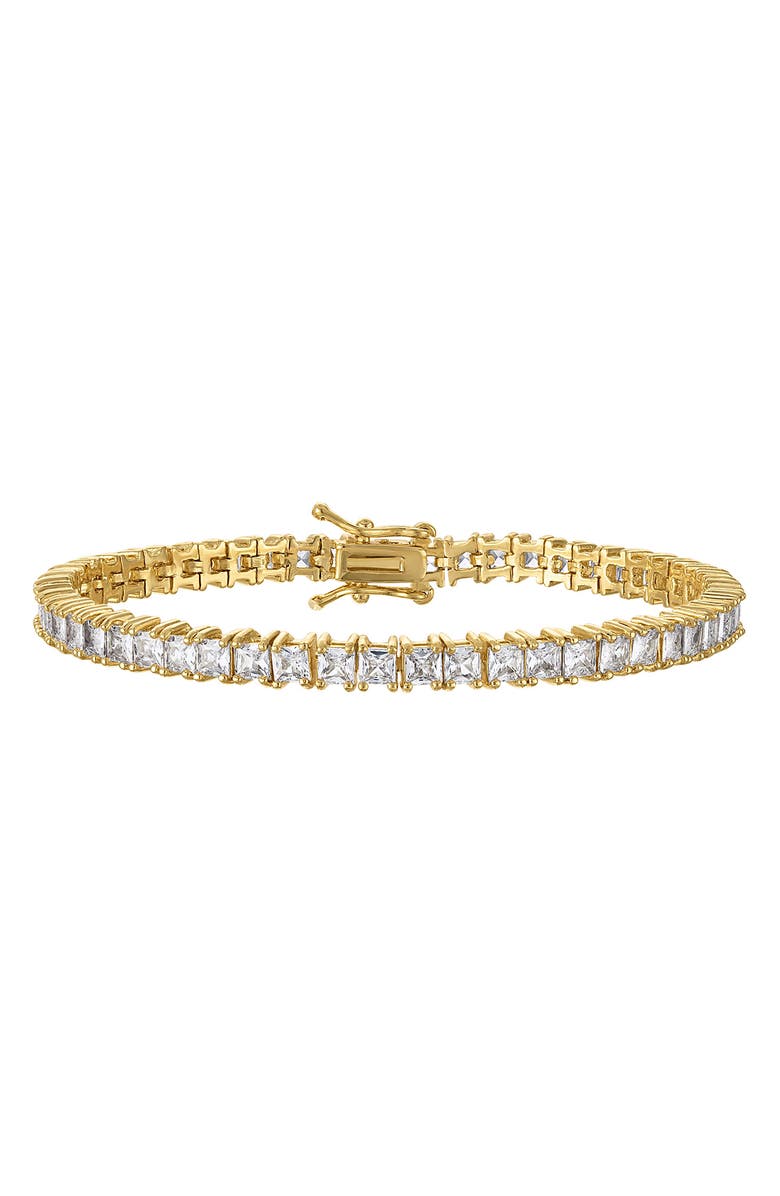 FZN Princess Cut Cubic Zirconia Tennis Bracelet, Main, color, Gold