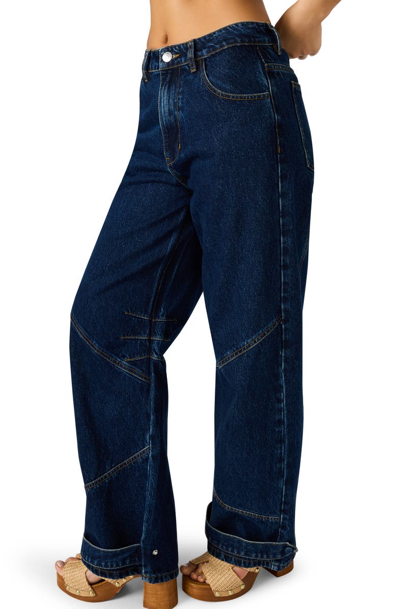 Steve Madden Tre Belted Hem Jeans, Alternate, color, Dark Blue