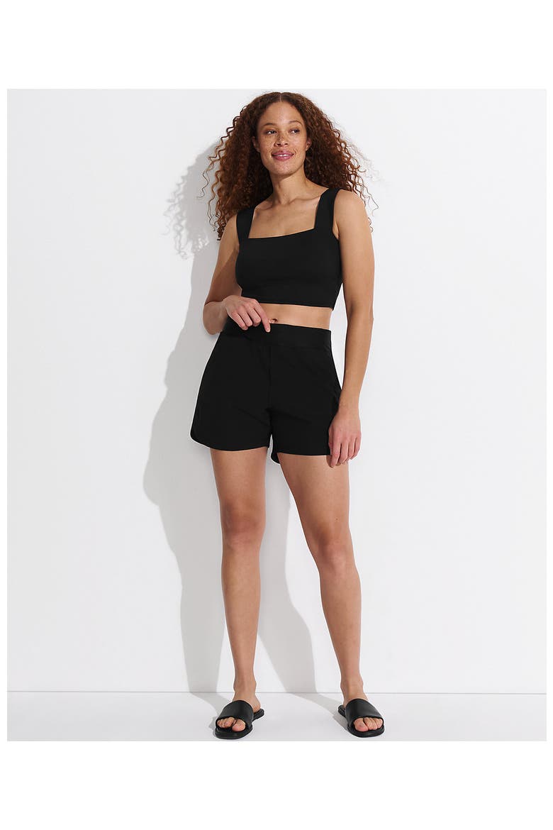 5" Quick Dry Elastic Waist Board Shorts Swim Cover-up Shorts with Panty, Alternate, color, Black