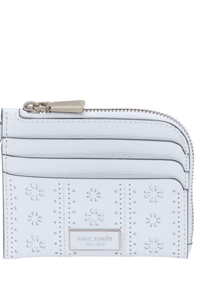 Kate Spade New York devin pointelle crossgrain leather card case, Alternate, color, 