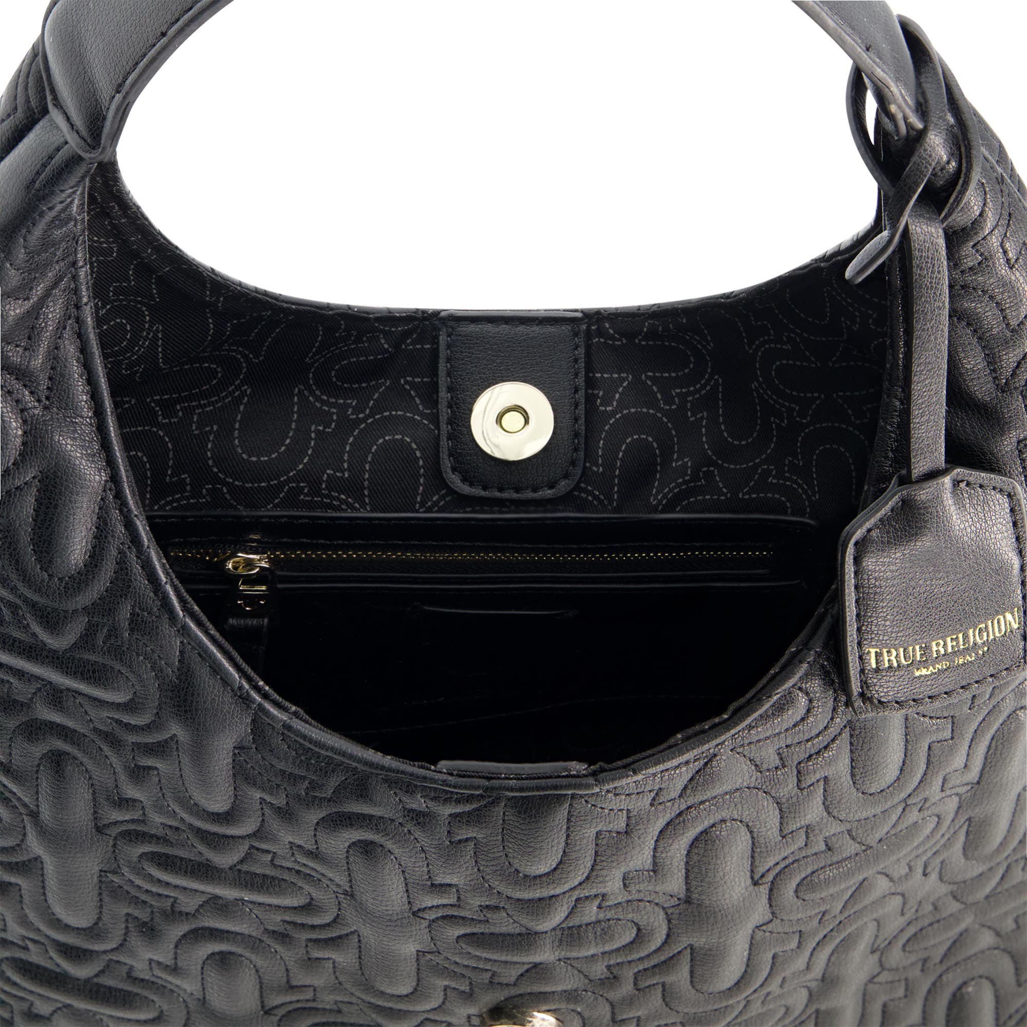 Quilted Horseshoe Medium Hobo, Alternate, color, BLACK