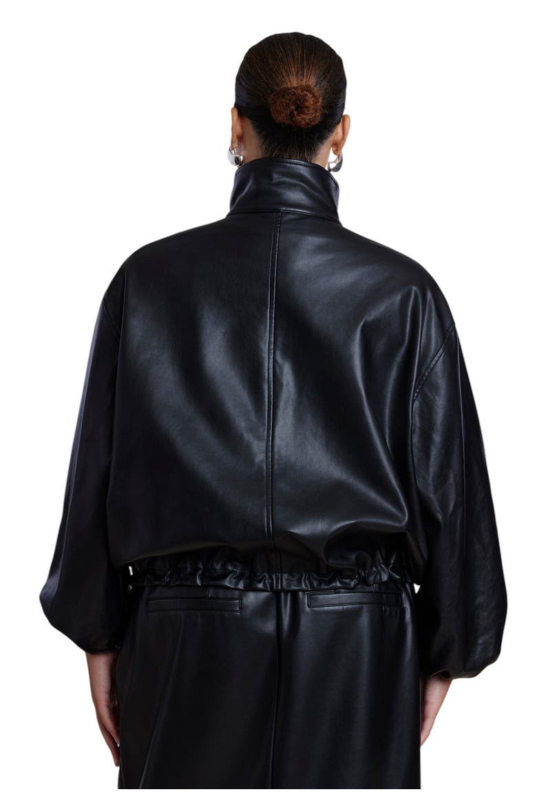 Faux Leather Funnel Neck Jacket, Alternate, color, BLACK ONYX