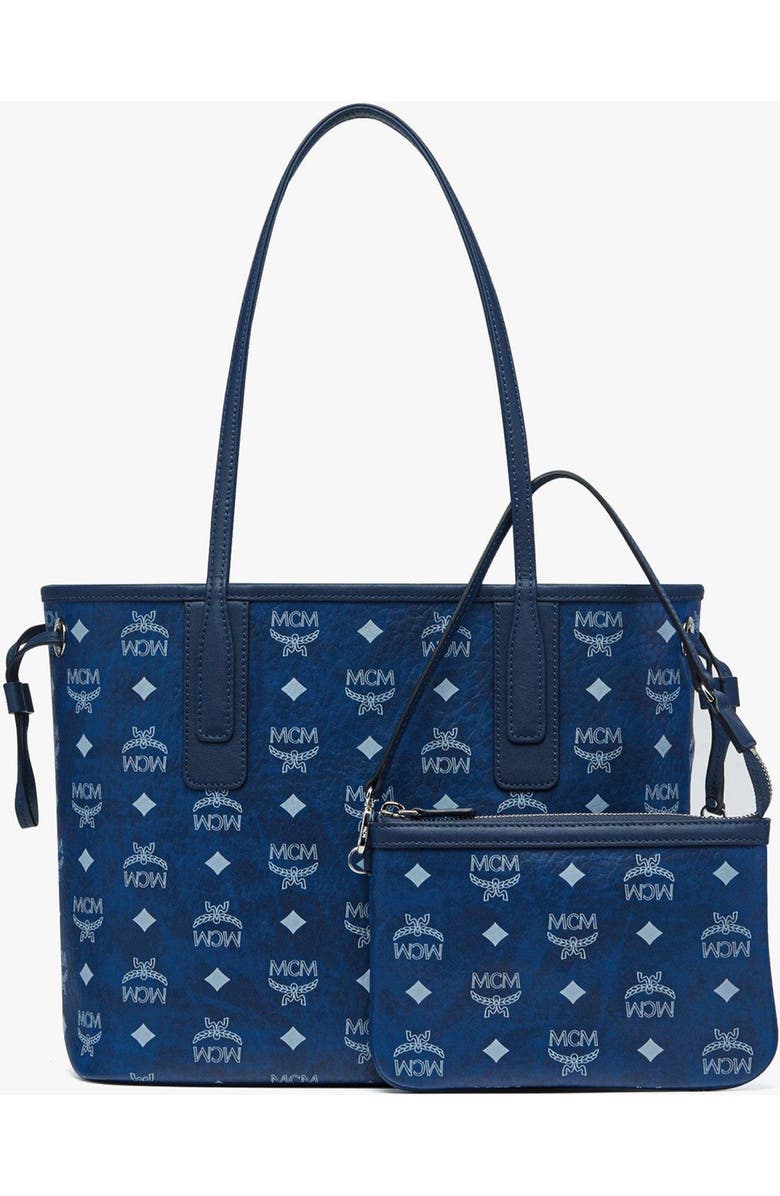 MCM Small Liz Shopper in Visetos, Alternate, color, Blue Visetos