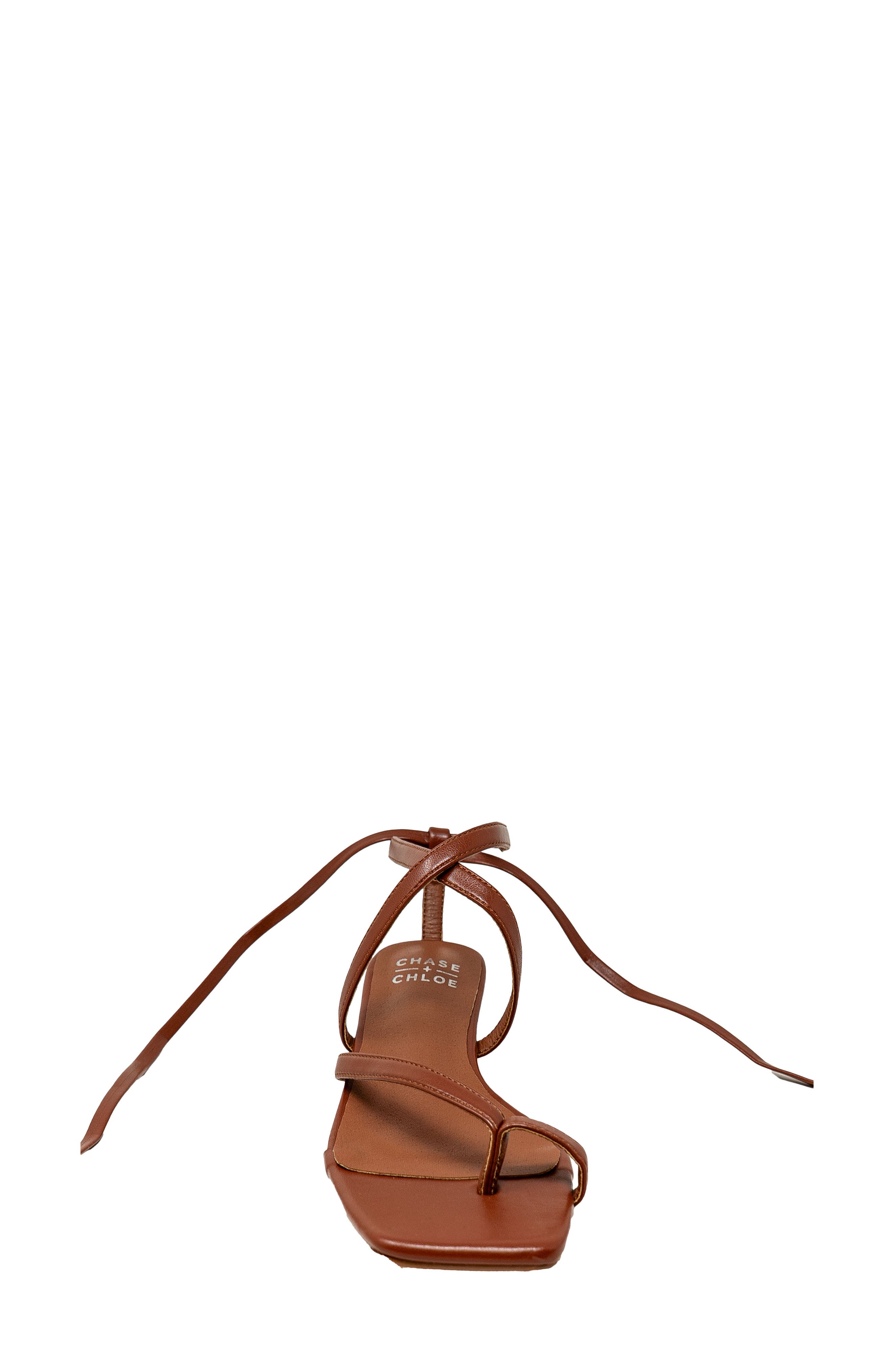 Lace-Up Kitten Heel Sandal, Alternate, color, BROWN PU