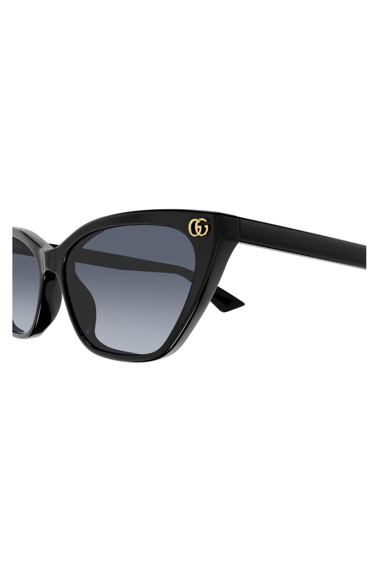 58mm Gradient Cat Eye Sunglasses, Alternate, color, BLACK