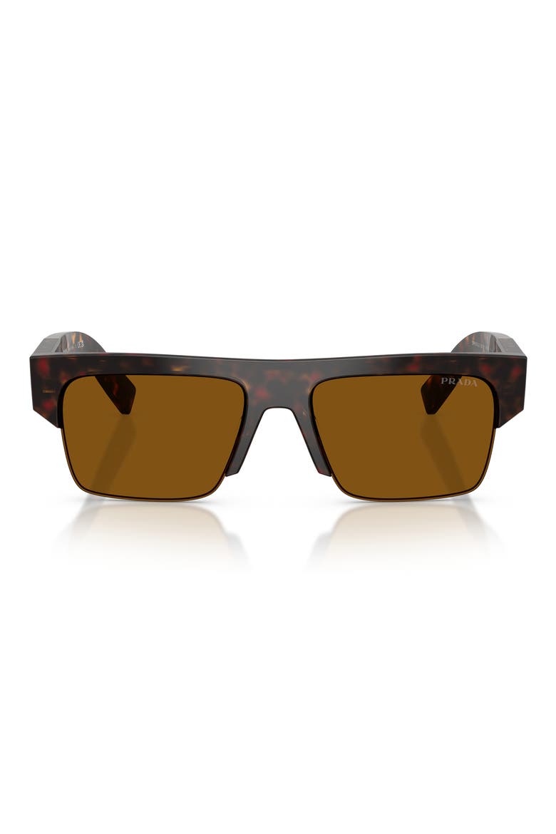 55mm Rectangular Sunglasses, Main, color, ROOT TORTOISE / DARK BRONZE
