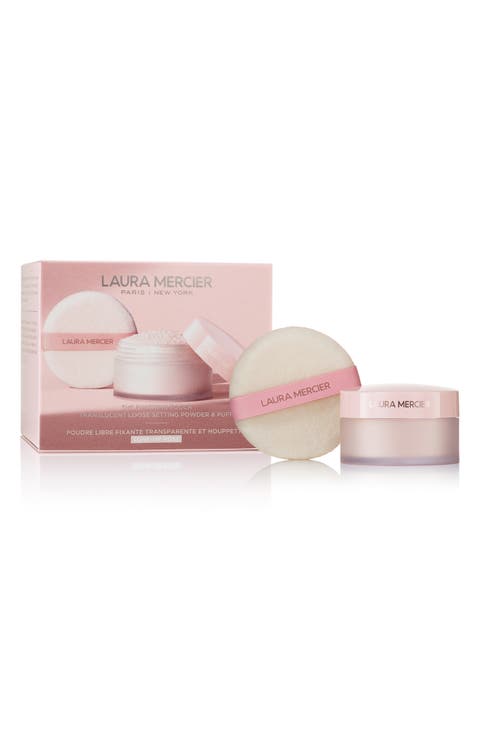 The Finishing Touch Translucent Rose Loose Setting Powder & Velour Puff Gift Set $43 Value
