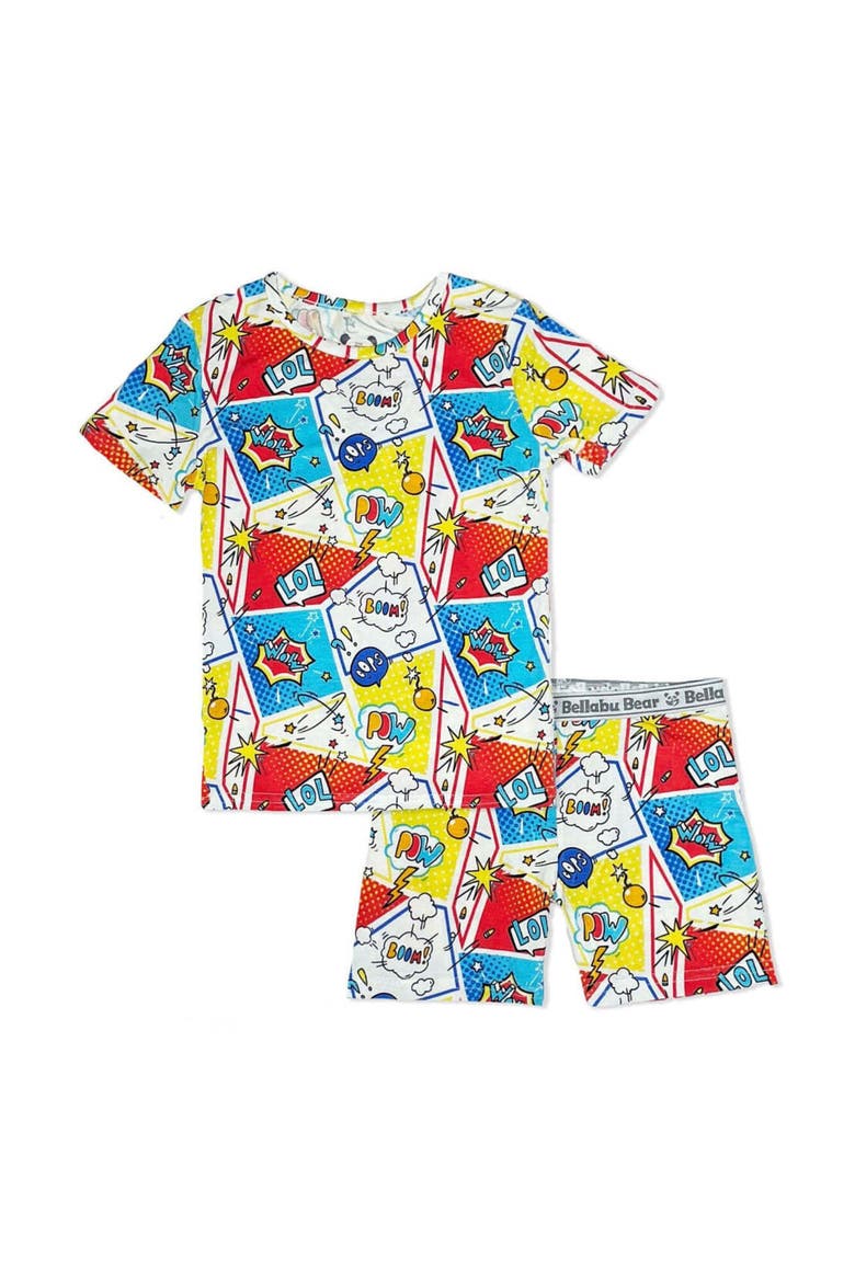 Comic Hero Kids 2-Piece Short Sleeve & Shorts Pajama Set, Main, color, Comic Hero
