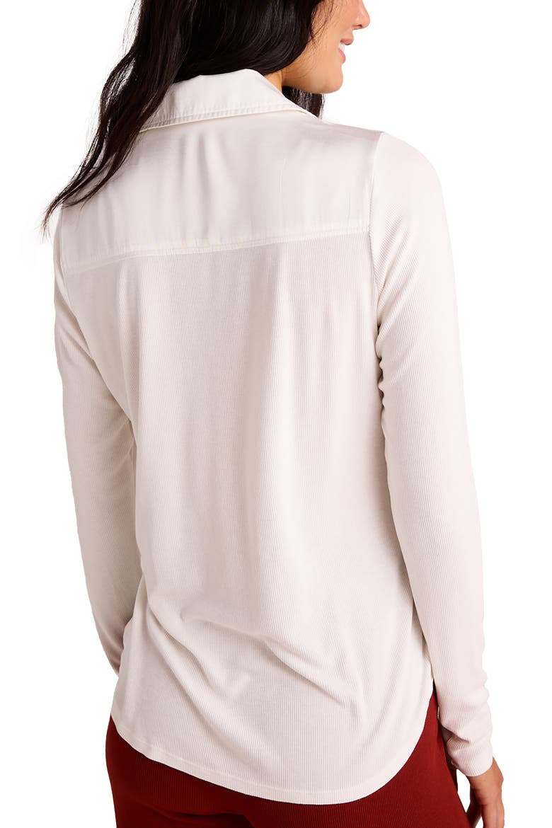 Rib Jersey & Poplin Button-Up Shirt, Alternate, color, WINTER WHITE